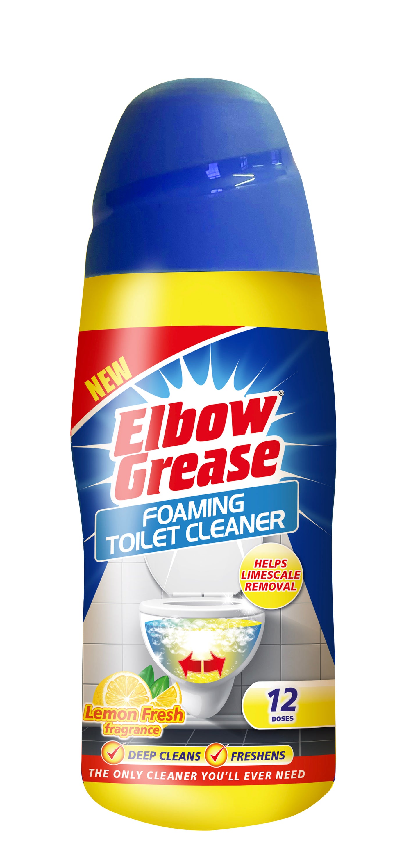 Pack of 3 Elbow Grease Foaming Toilet Cleaner Lemon Fresh Fragrance 500 G