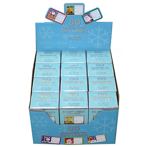 Pack of 80 Holographic Adhesive Christmas Gift Labels