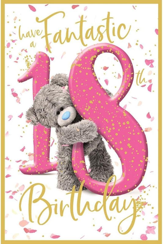 Bear Peeking Through Fantastic 18th Birthday Photo Finish Card