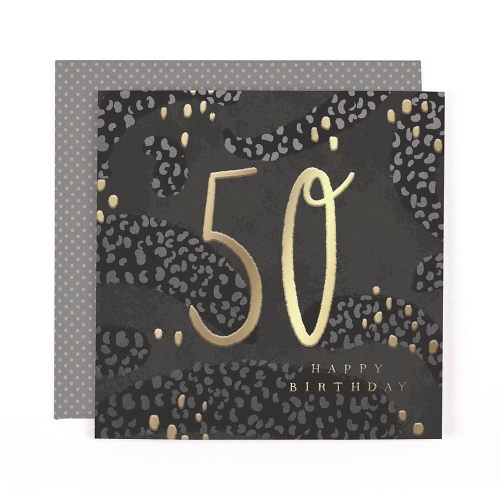 Dots Design Contemporary Luxury Foiled 50th Birthday Card