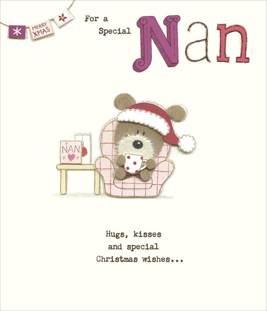 Nan Lots of Woof Sat On Sofa Design Christmas Card
