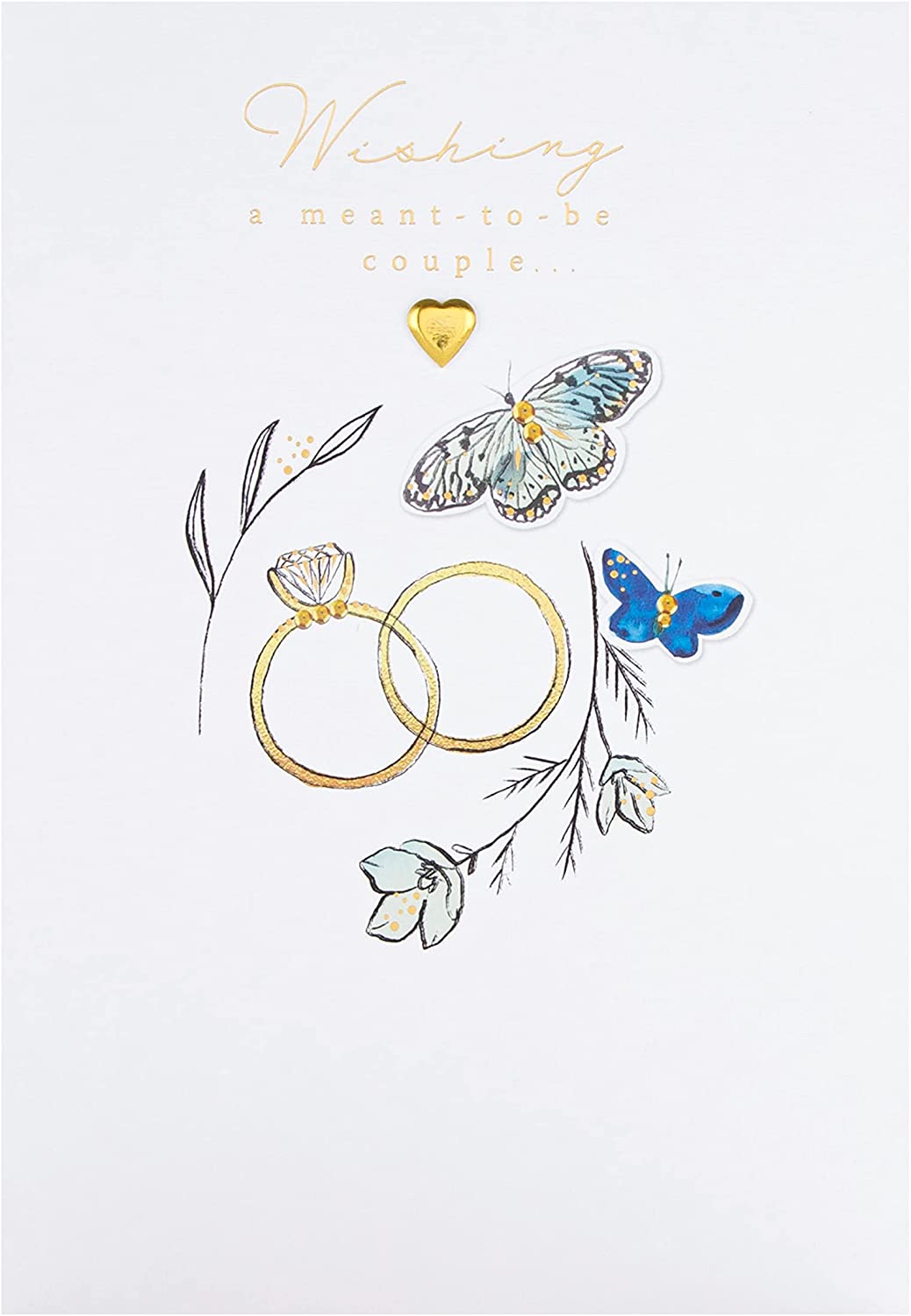 Traditional Gold Rings Design Wedding Congratulations Card for Couple