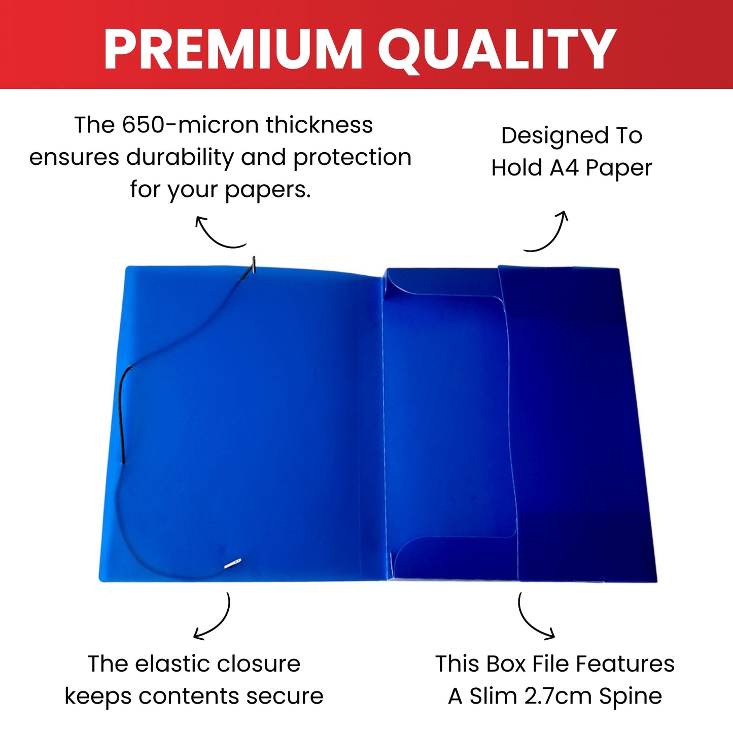 Pack of 60 A4 Clearview Purple Box File with Elastic Closure
