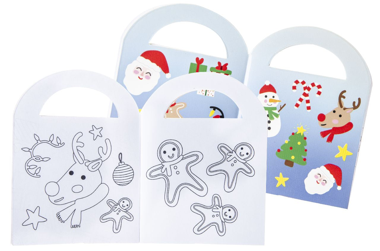 Christmas Coloring Mini Book with Stickers