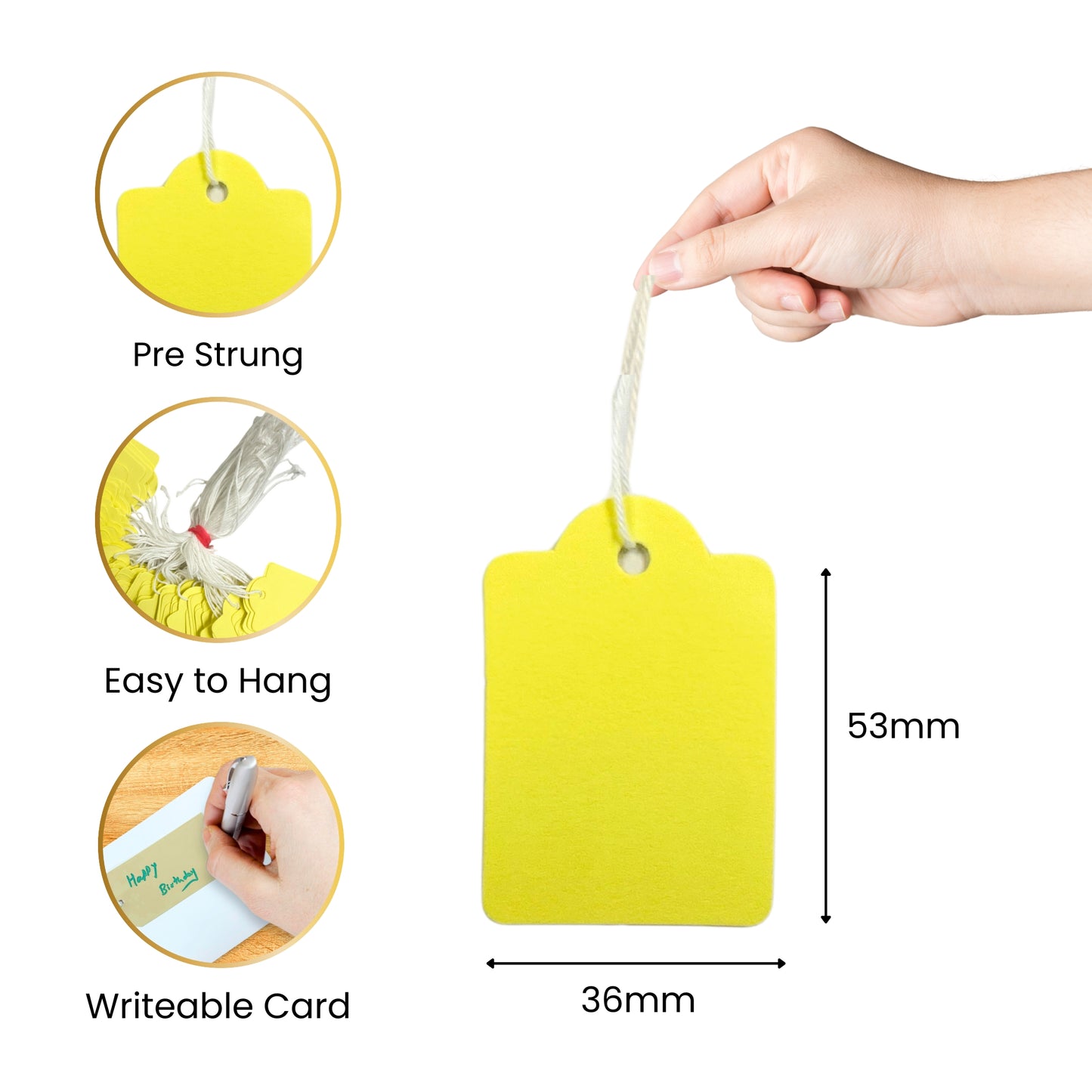 Pack of 600 Large Buff Strung Tags 36 x 53mm
