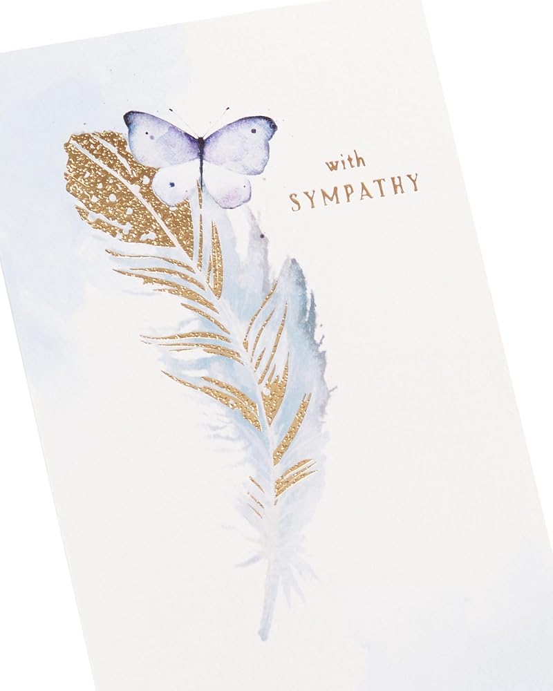 Feather & Butterfly Design Sympathy Card