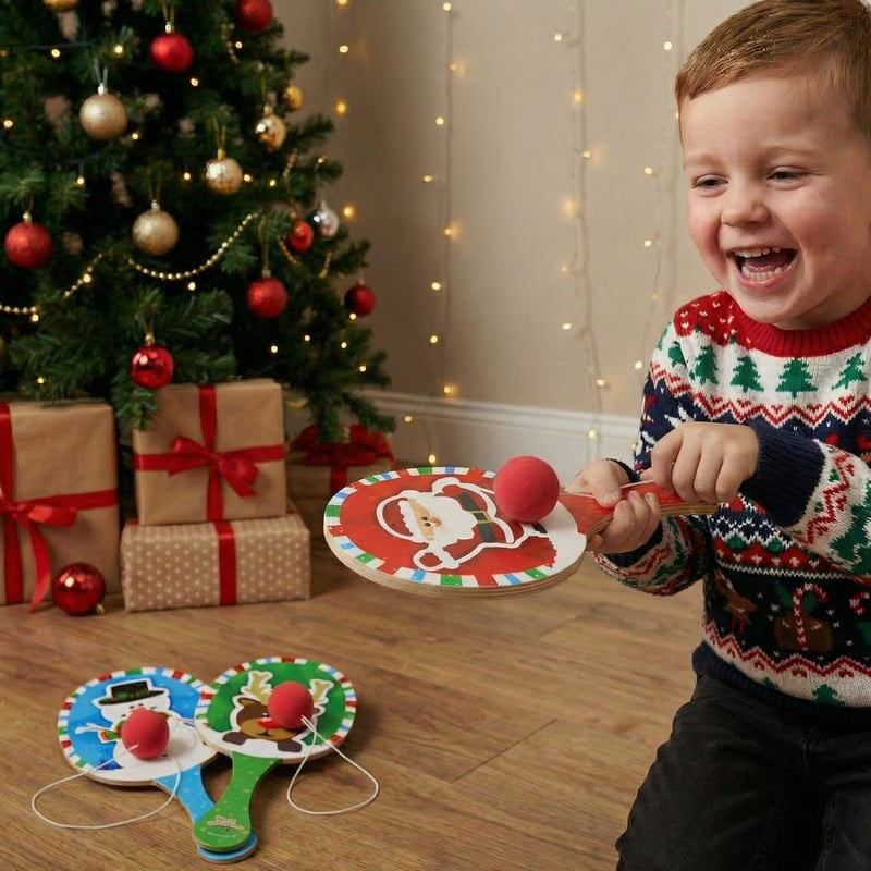 Christmas Wooden Paddle Bat/Ball