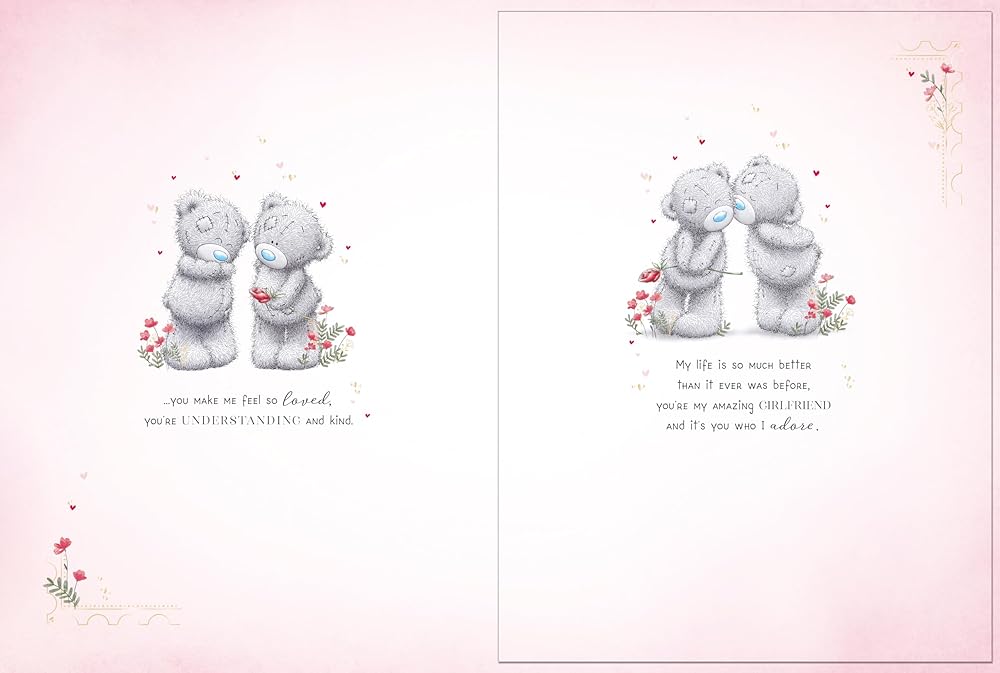 Bears By Tree Trunk Girlfriend Luxury Boxed Handmade Valentine's Day Card