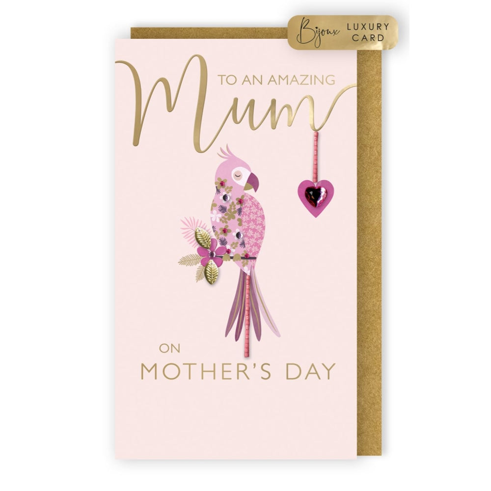 Amazing Mum Perched for Perfection! Hand-Finished Mother's Day Card
