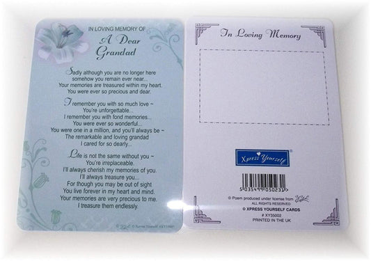 In Loving Memory Of A Dear Grandad Xpress Yourself Keepsake Wallet Purse Card