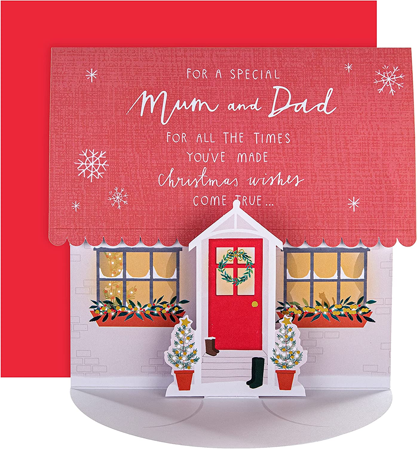 Mum and Dad Christmas Card Classic Pop-up 3D House Design