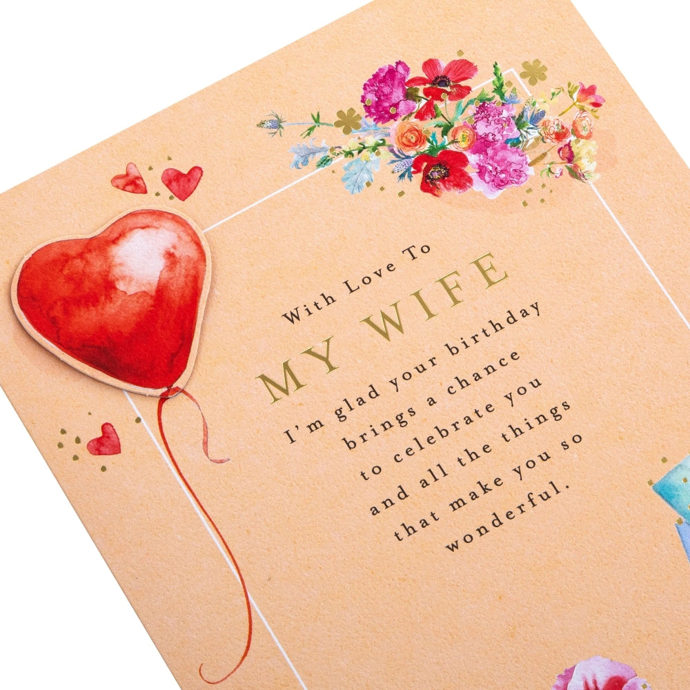 Flowers, Gifts & Balloon Design Wife Birthday Card
