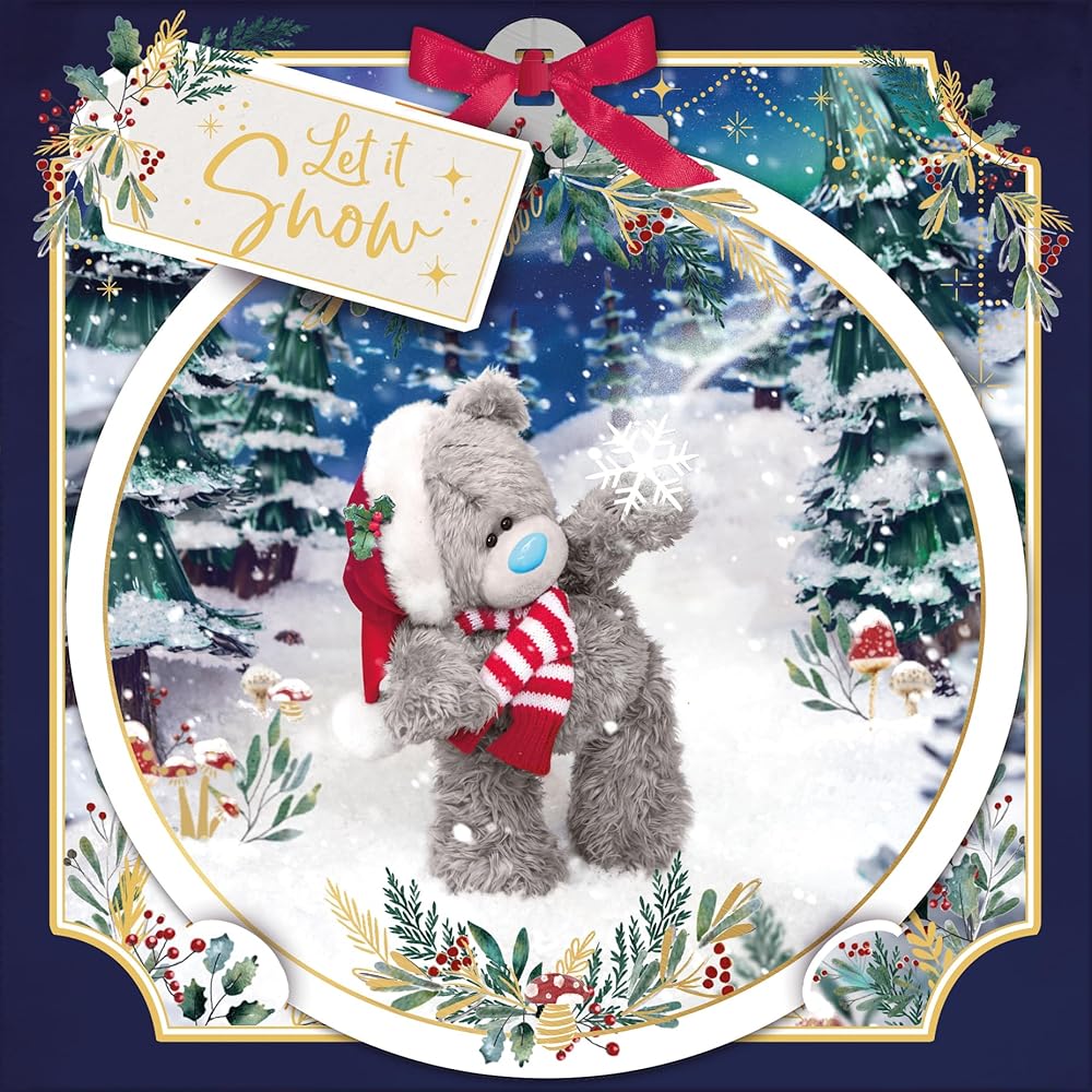 Bear And Snowflake 3D Christmas Card With Keepsake Bauble Style Plaque