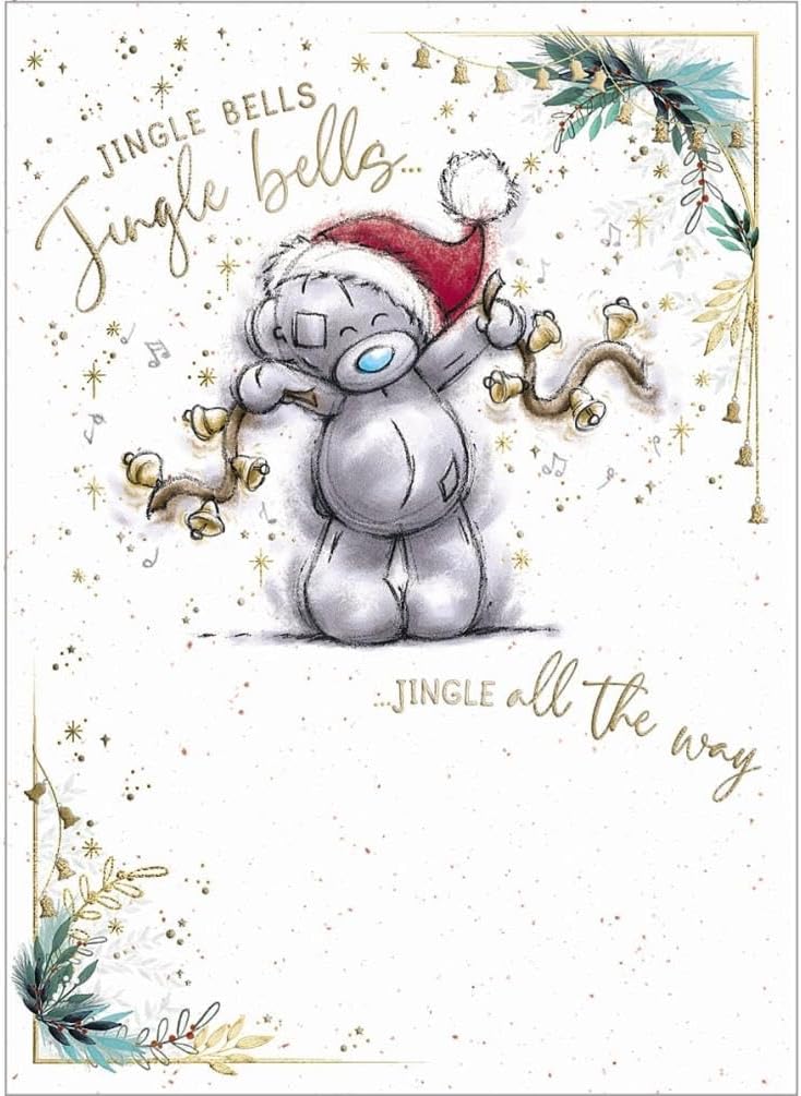 Bear Ringing Bells Open Christmas Card