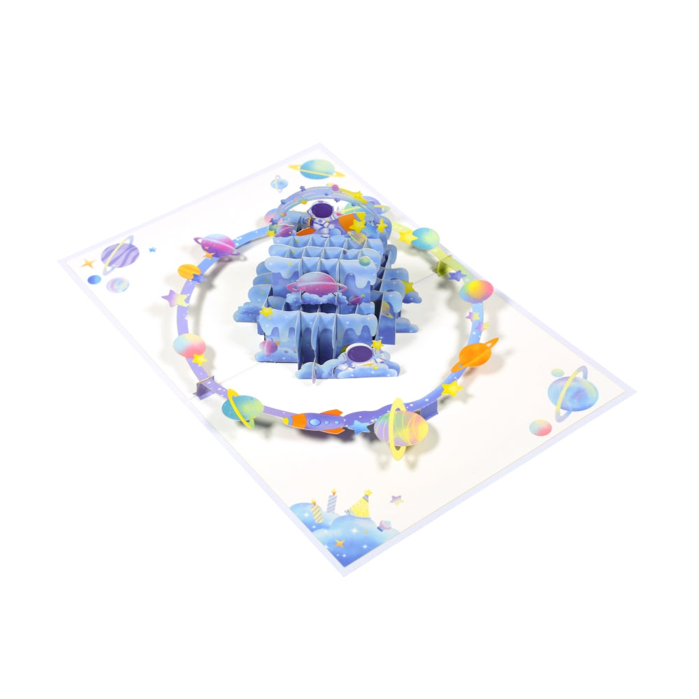 Astronaut and Planet Design Space Themed 3D Pop Up Greeting Card