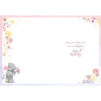 Bear Holding Single Flower Godmother Birthday Card