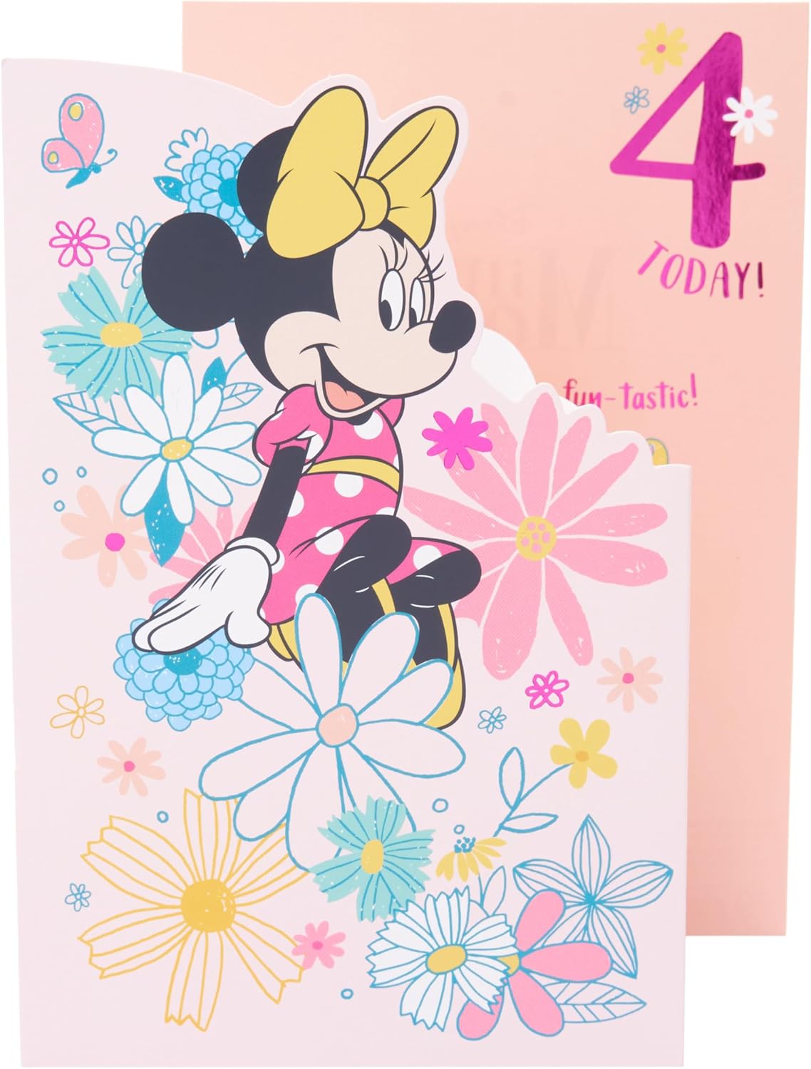 Floral Disney Minnie Mouse Age 4 Birthday Card