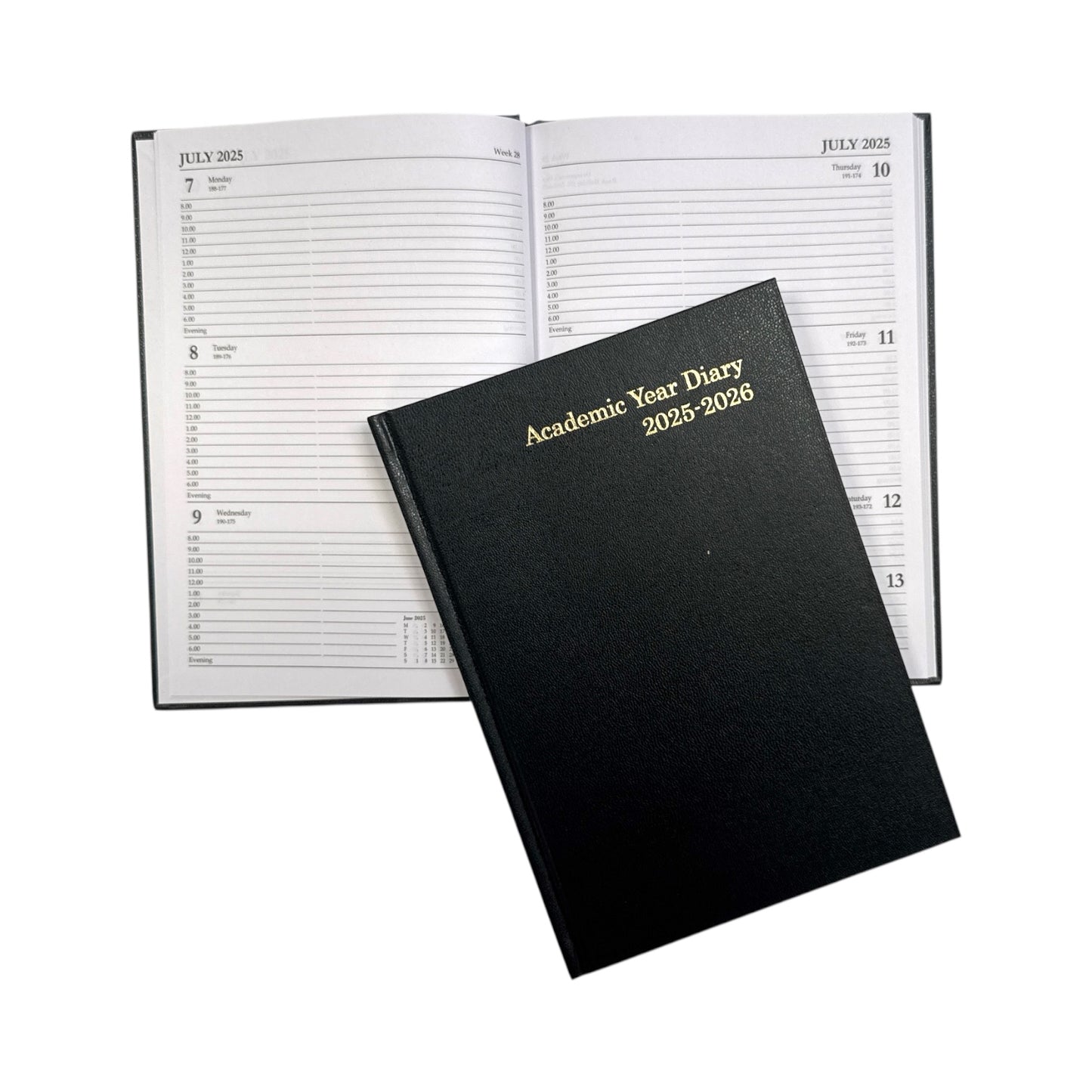 Janrax 2025-2026 A5 Week to View Black Academic Diary