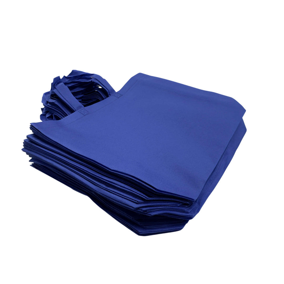 Pack of 100 Blue Coloured 35x25x10cm Non-Woven Bags with Handle