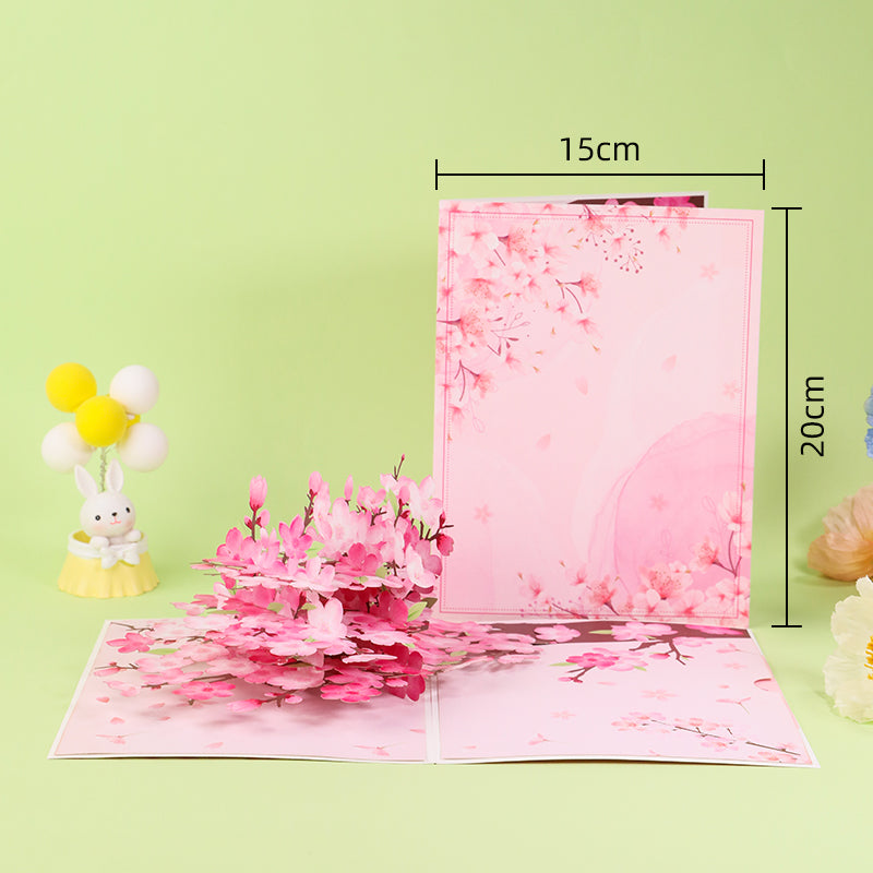 A Blooming Wish in Cherry Pink 3D Pop Up Greeting Card - Mother's Day Birthday Anniversary