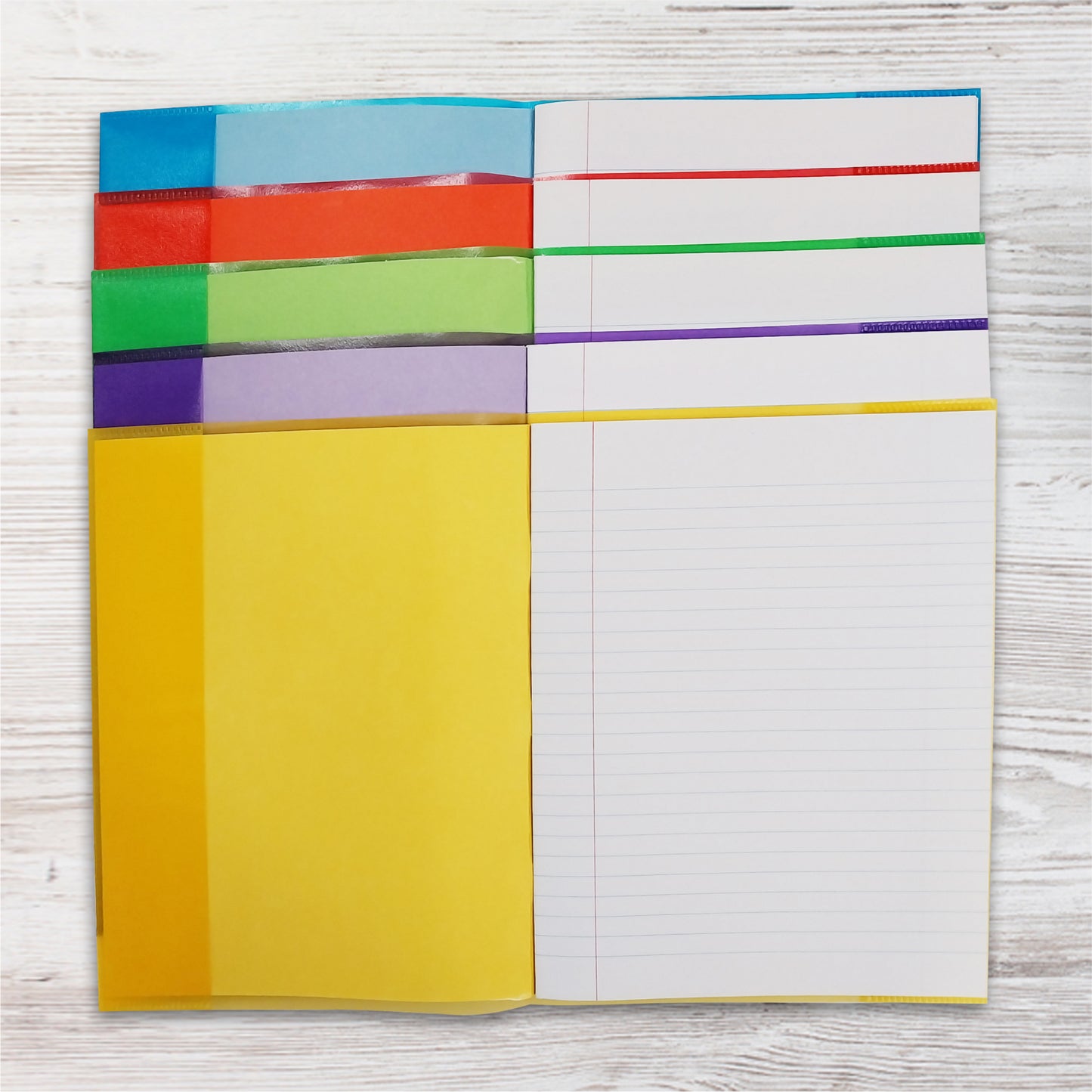 Pack of 10 9x7" Assorted Coloured Exercise Books with Coloured Book Covers