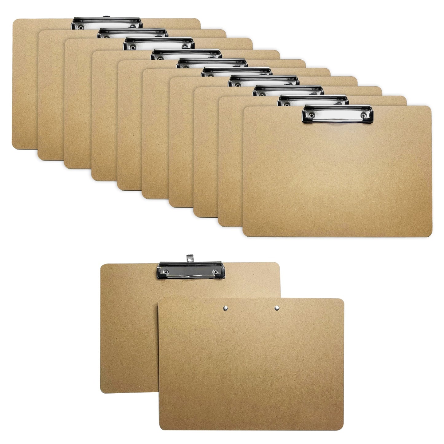 Pack of 12 A4 Wooden Horizontal Clipboards by Janrax