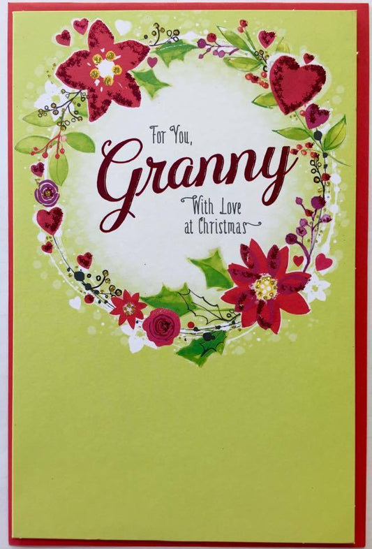 GRANNY Wonderful Traditional Flowers Christmas Card 