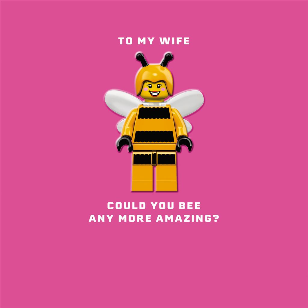 LEGO Themed with Bee Pun Wife Birthday Card