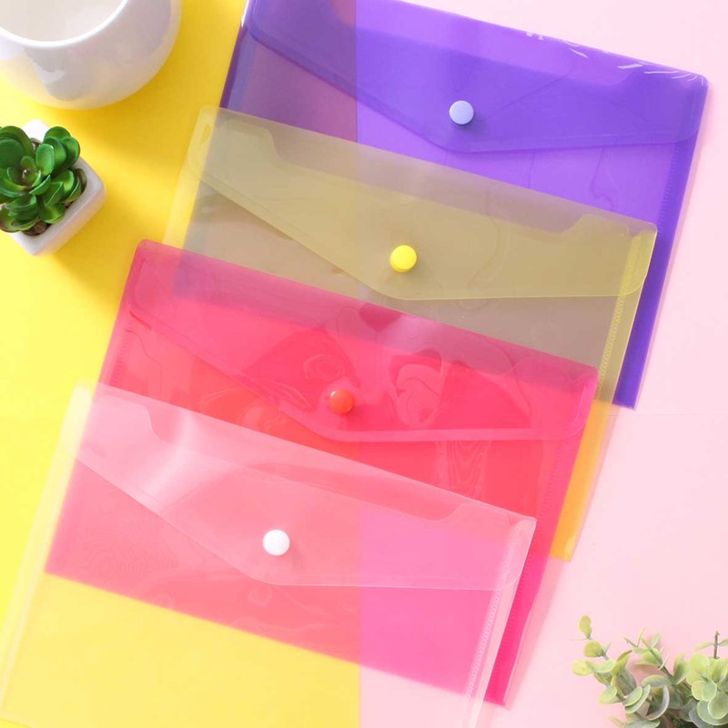 Pack of 3 Just Stationery A4 Poly File Wallets Stud