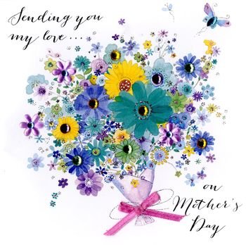 In Bloom Range Bouquet in Green & Yellow Handmade Mother's Day Card
