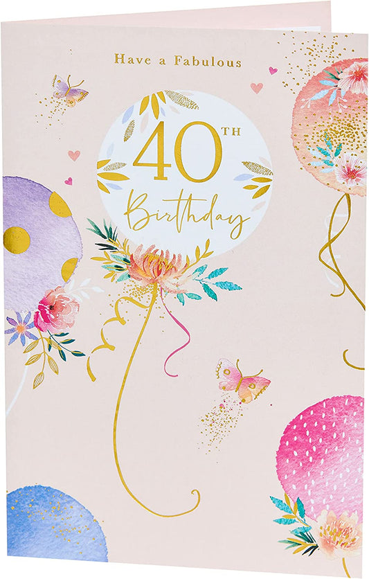 Balloon Design Fabulous 40th Birthday Card