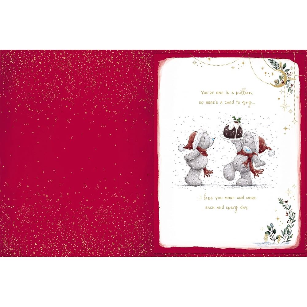 Bears With Pudding For Fabulous Girlfriend Luxury Large Boxed Handmade Christmas Card