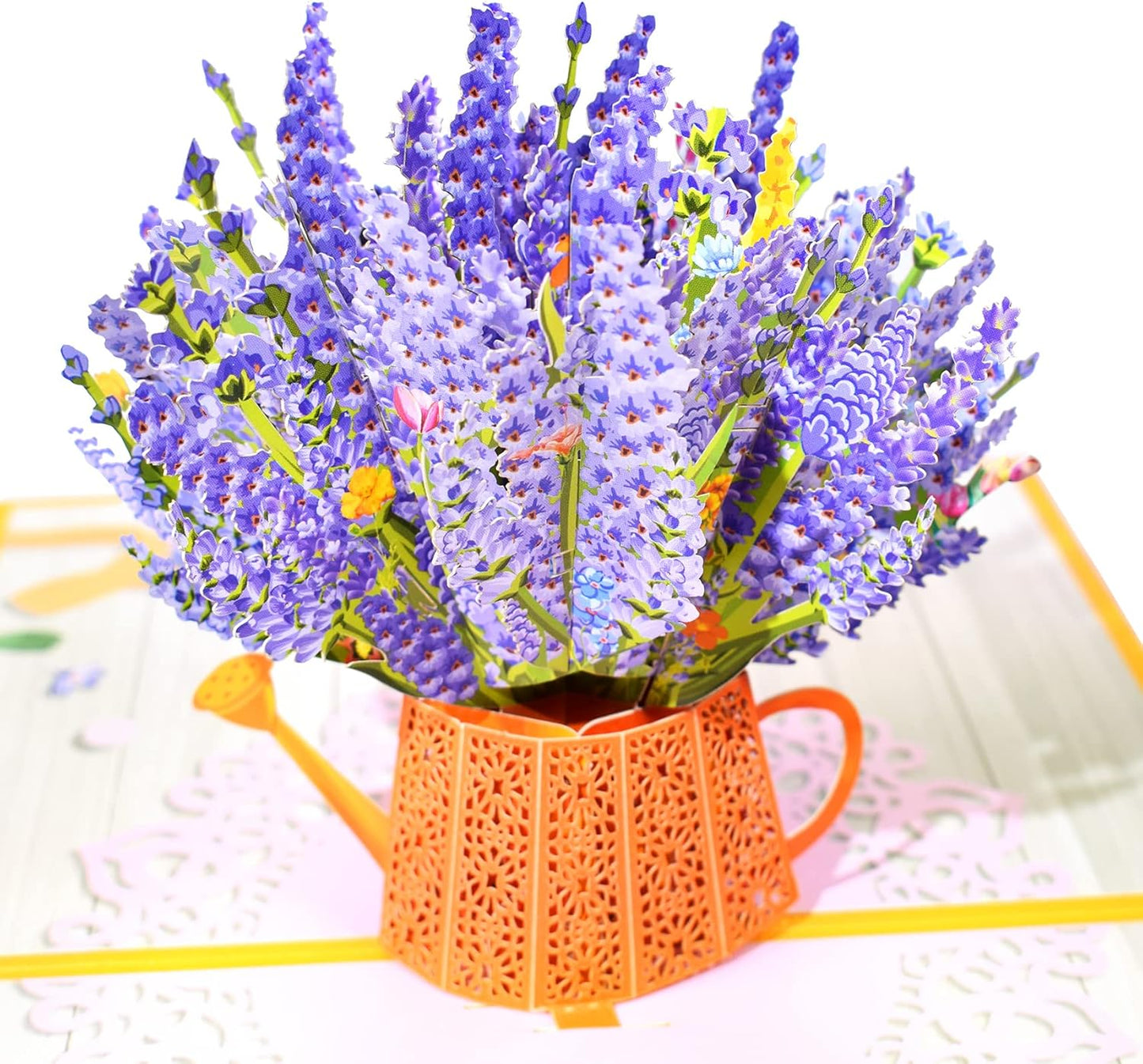 Lavender Vase 3D Pop Up Greeting Card - Mother's Day Anniversary Birthday Get Well