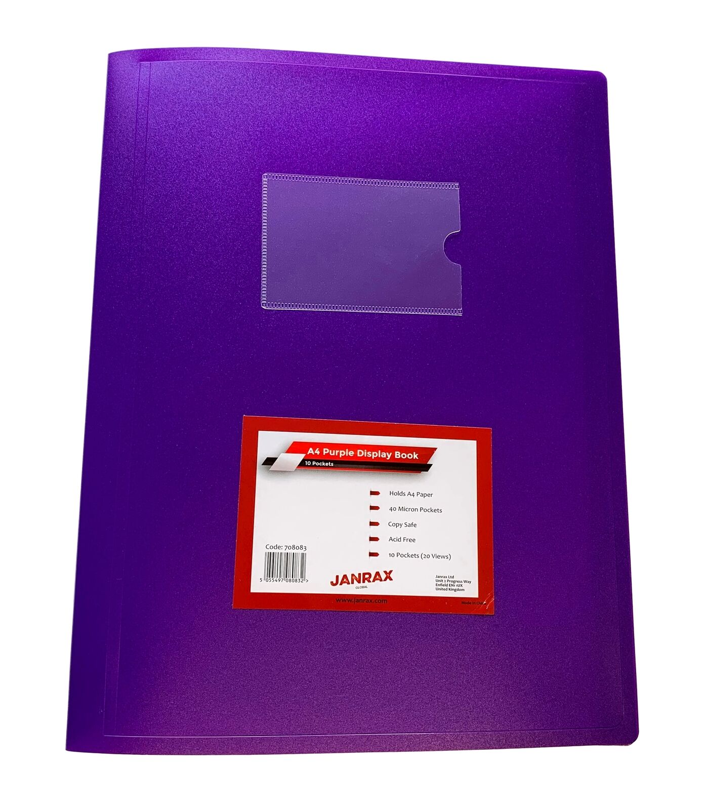 Pack of 10 A4 10 Pocket Purple Flexible Cover Display Books