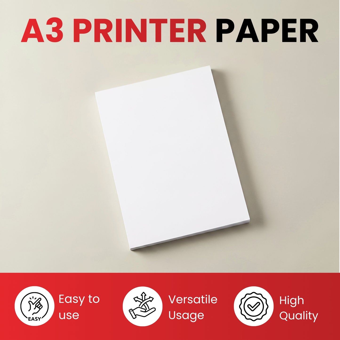 A3 Copier Paper 80gsm – 500 Sheet Ream | High-Quality White Copy Paper for Inkjet, Laser Printers & Photocopiers