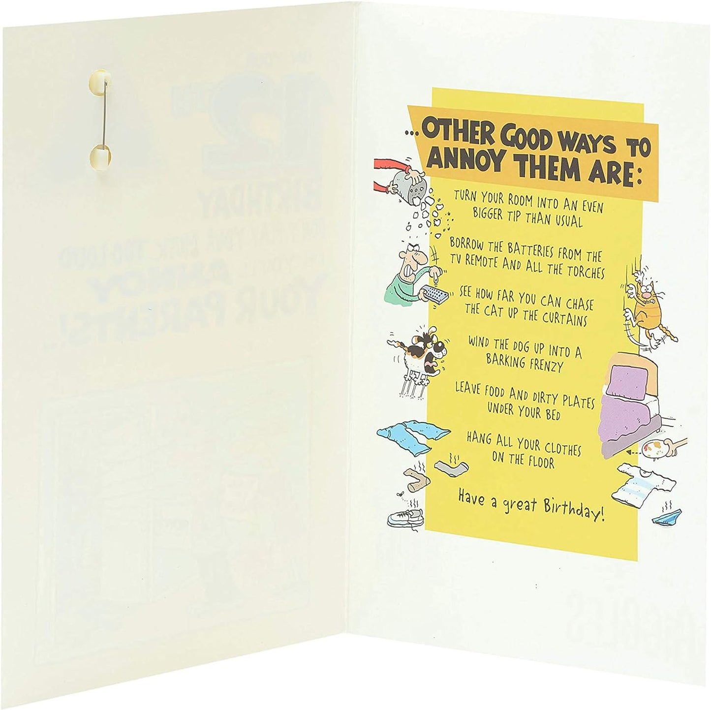 Funny Music Design 12th Birthday Card with Badge