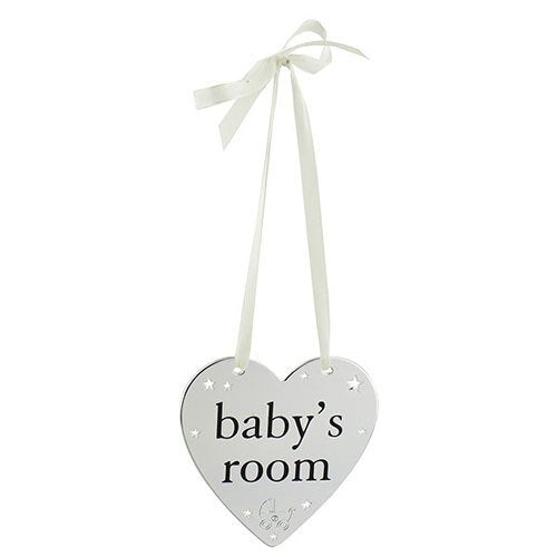 Bambino by Juliana - Silver Plated Hanging Heart Plaque - Baby's Room - CG948