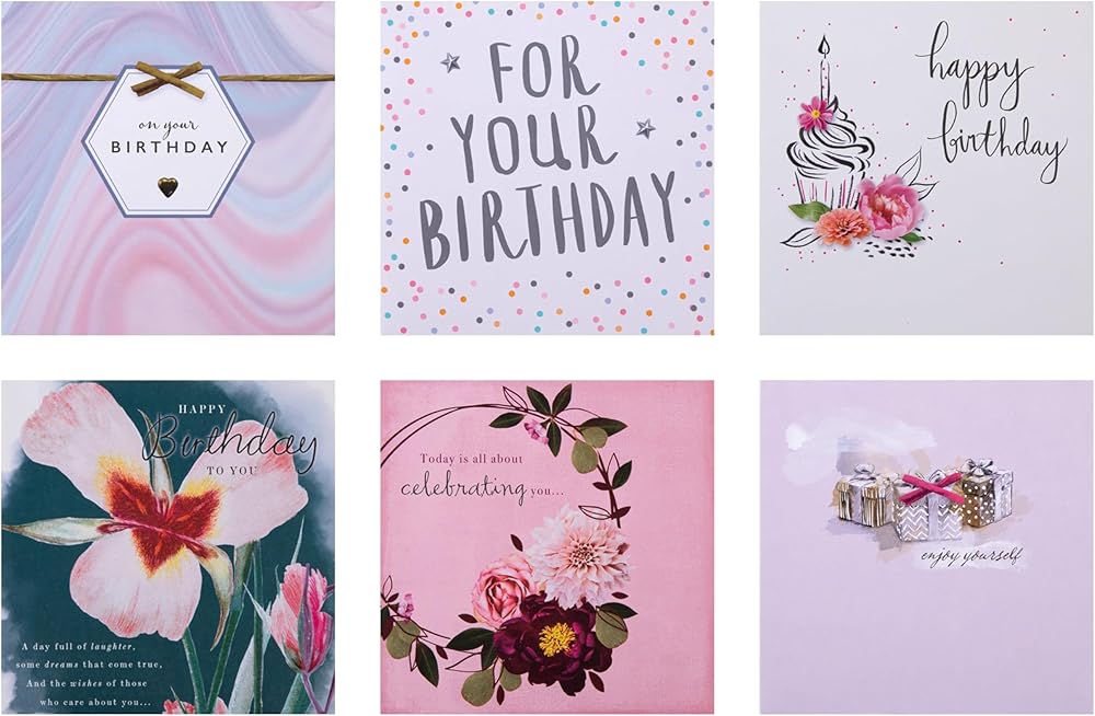 Elegant Simple Floral Pack of 30 Birthday Cards