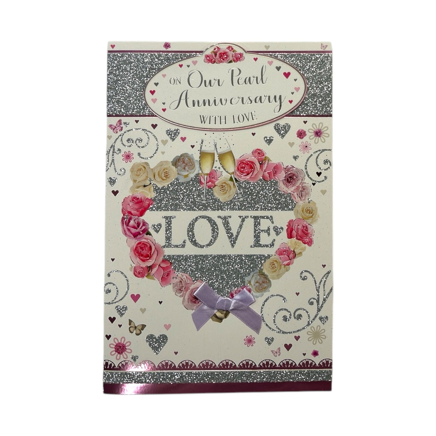 On Our Pearl Anniversary Neutral Traditional Floral Heart Card