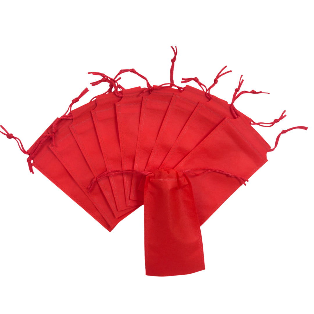 Pack of 50 Red Coloured 43x34cm Non-Woven Drawstring Bags
