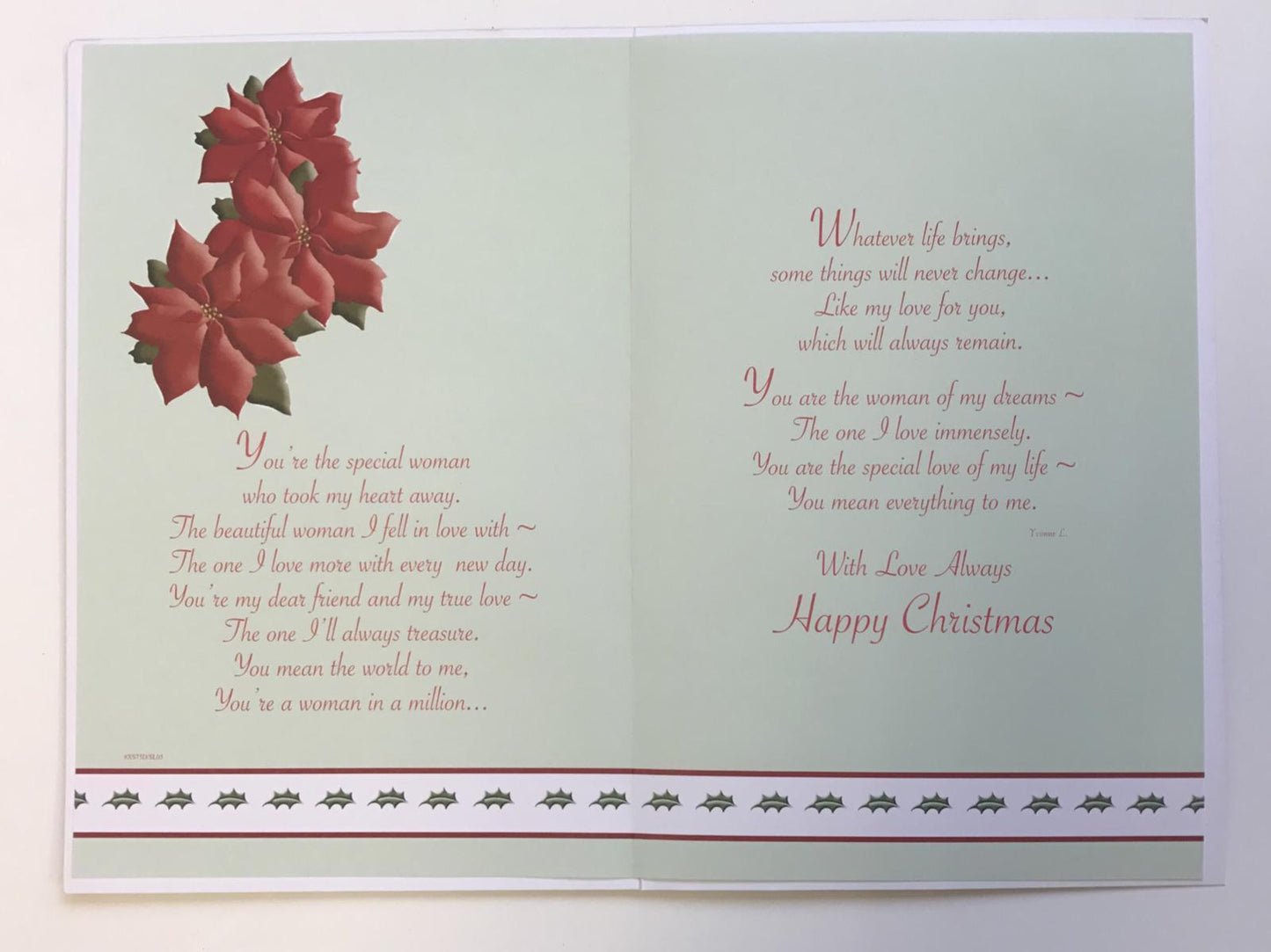 With Very Special Thoughts to The Woman I love Happy Christmas card