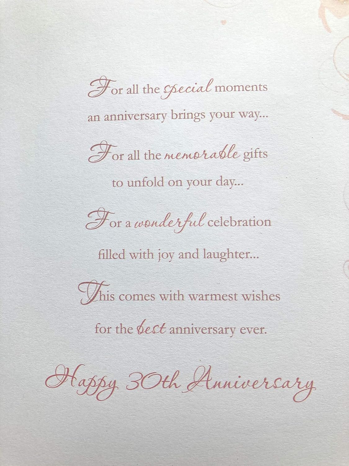 Heart Design Foil Finished Pearl 30th Anniversary Card