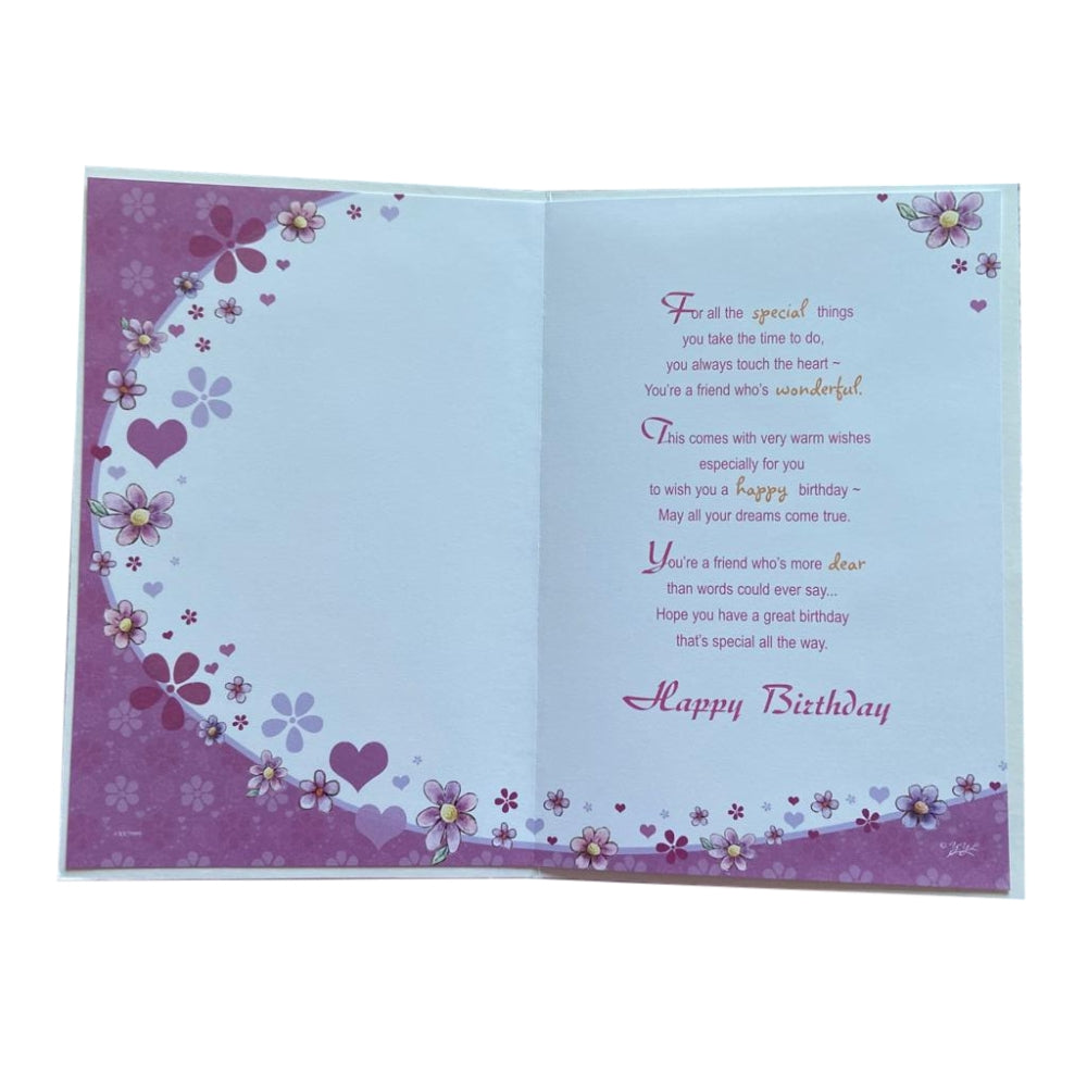 Cute Teddy with Roses Friend Birthday Card