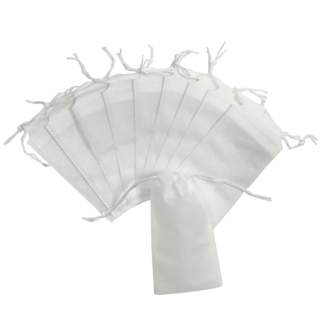Pack of 100 White Coloured 48x39cm Non-Woven Drawstring Bags