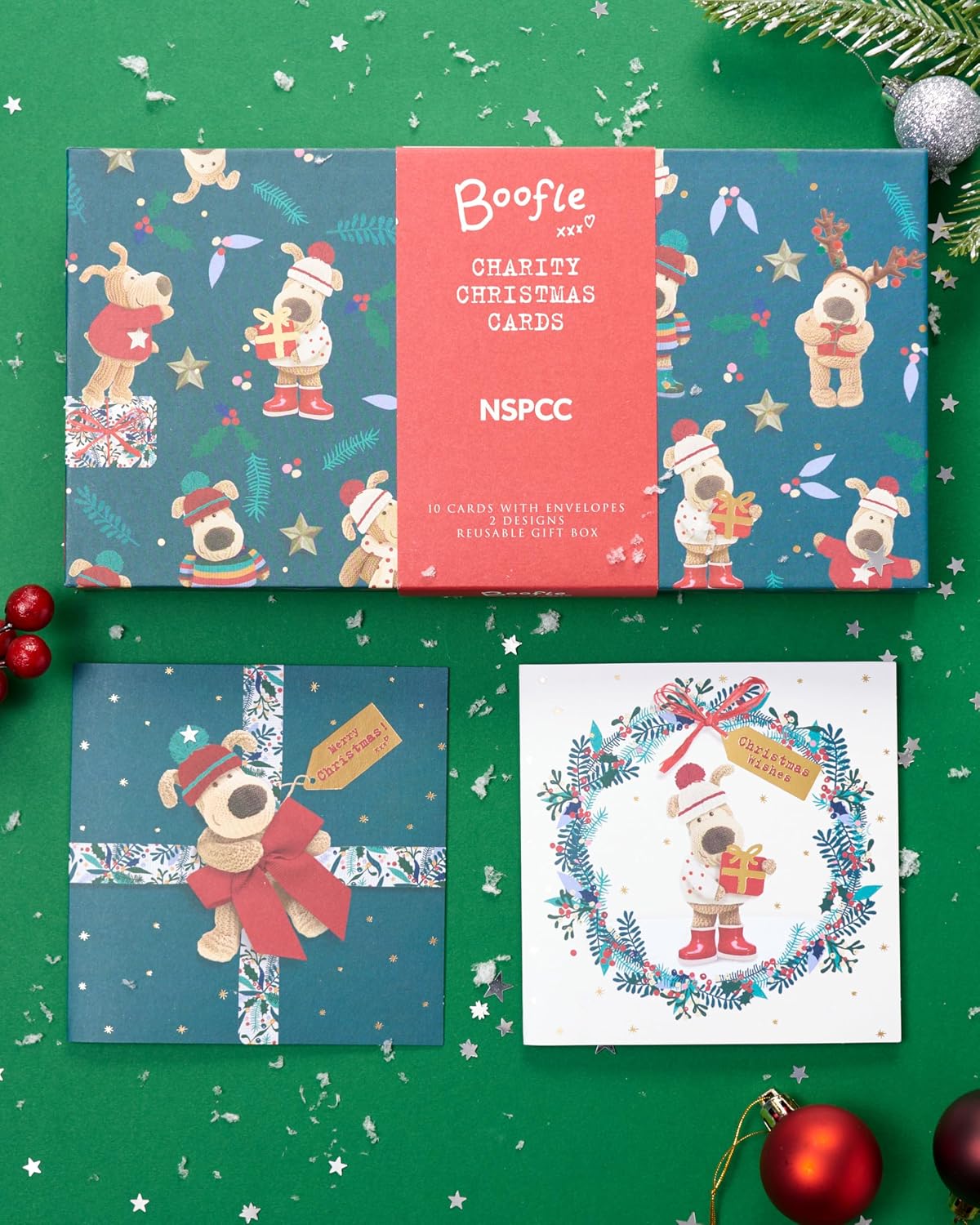 Multipack of 10 Cute Boofle Design Christmas Cards With Envelopes