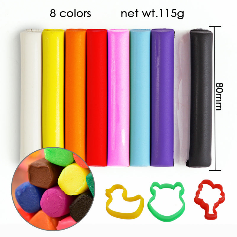 Pack of 8 Assorted Colour 115g Modelling Clay with Cutters