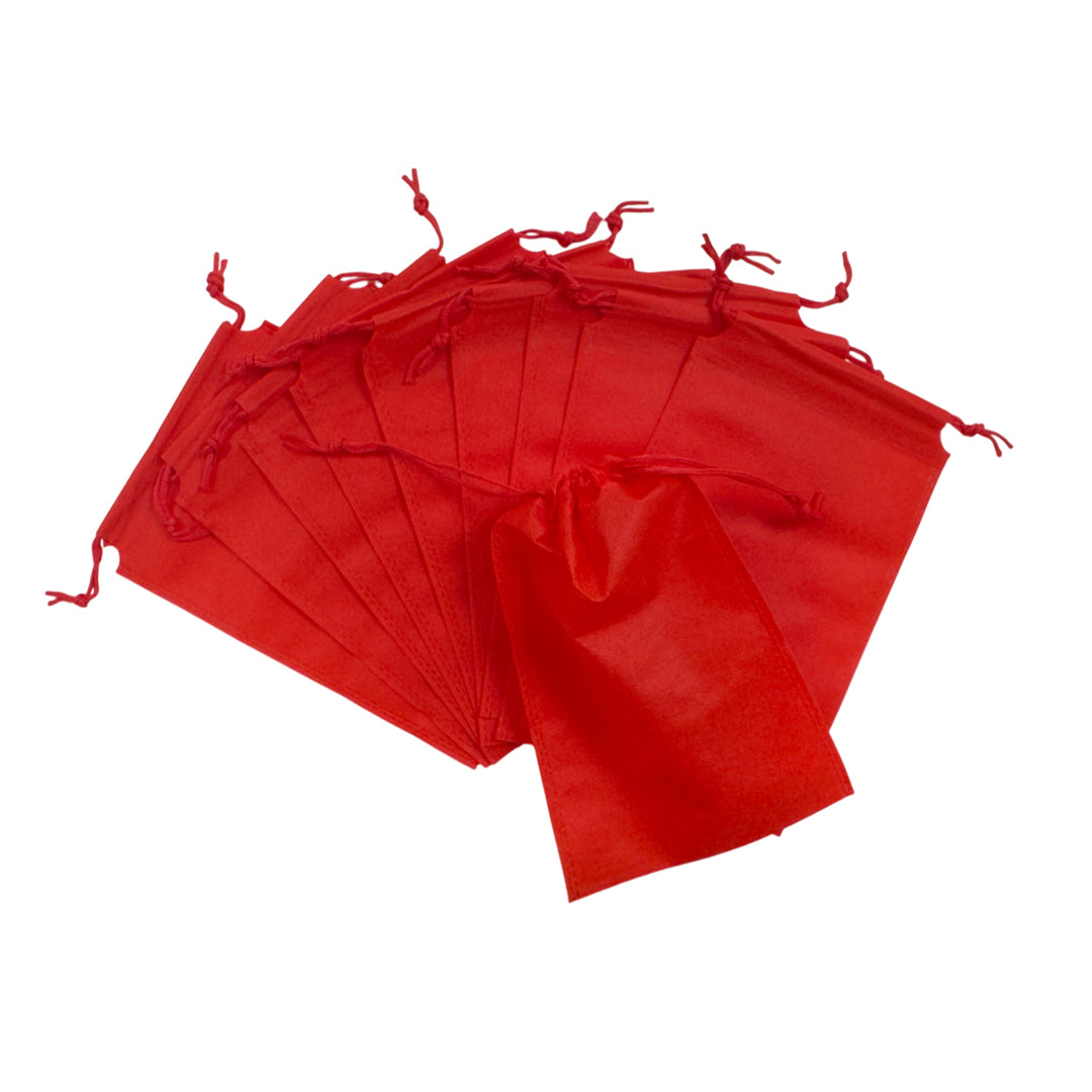Pack of 100 Red Coloured 27x20cm Non-Woven Drawstring Bags