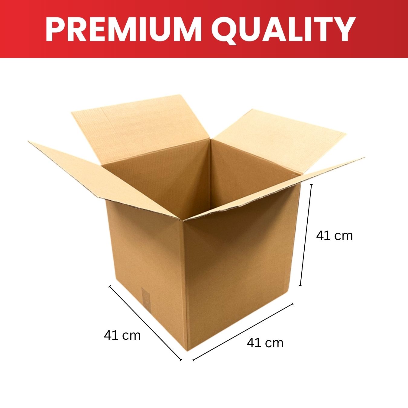 Pack of 100 Cardboard Packing Boxes 41x41x41cm — 3mm Corrugated Flute