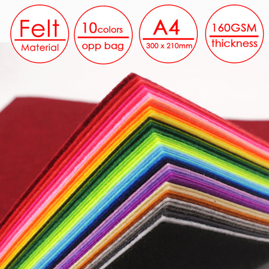 Pack of 50 Assorted Colour A4 Handmade Felt Paper