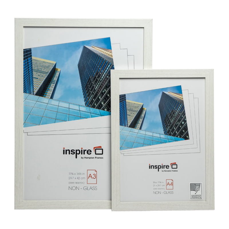 Hampton BERGEN A4 White Picture Poster Photo Frame Plexi Non-Glass